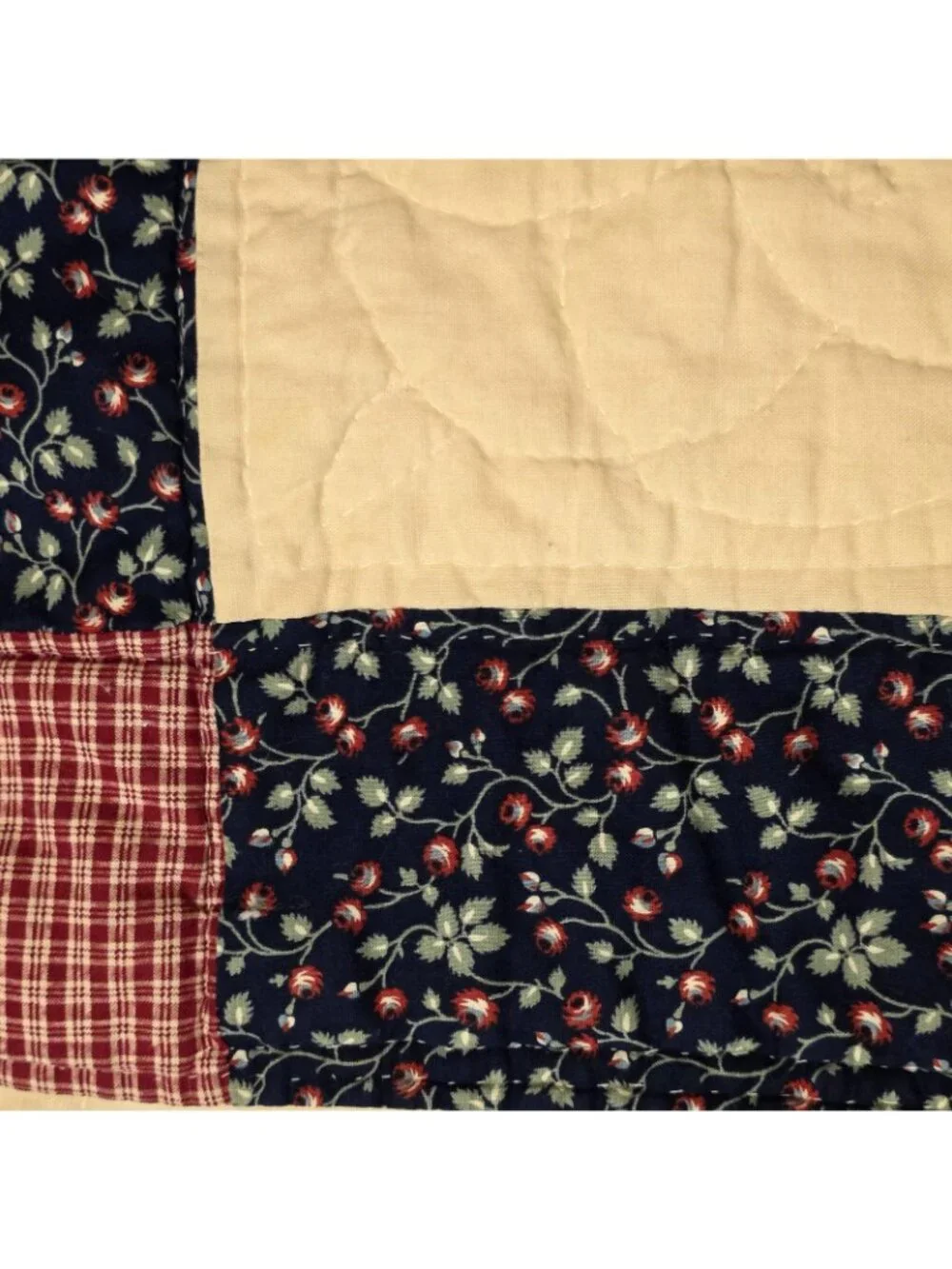 Vintage Arch Quilt 8 Point Star FULL QUEEN 84x84 Blue Floral Patchwork w. Shams